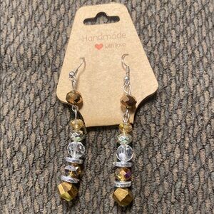 Handmade Gold and Silver Beaded Earrings